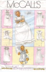 3063 MCCALLS BABY CHRISTENING GOWN, BONNET, ROMPERS PATTERN  NEWBORN - LARGE